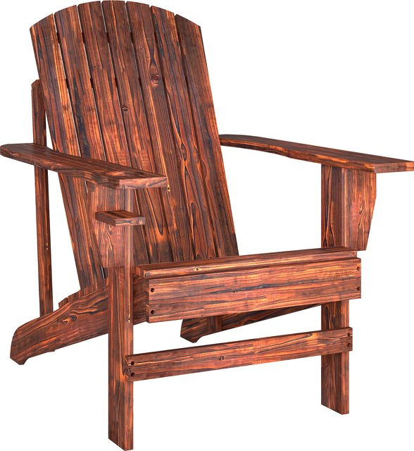 Outsunny Adirondack Gartenstuhl aus Massivholz mit Becherhalter, Farbe: Schwarz oder Braun, B/T/H: 72,5 x 97 x 93 cm - Bild 1