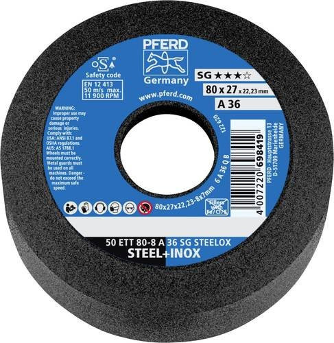 PFERD Schleiftopf SG STEELOX ETT 80-8A 80mm für Stahl und Edelstahl, 5er Pack - Bild 1