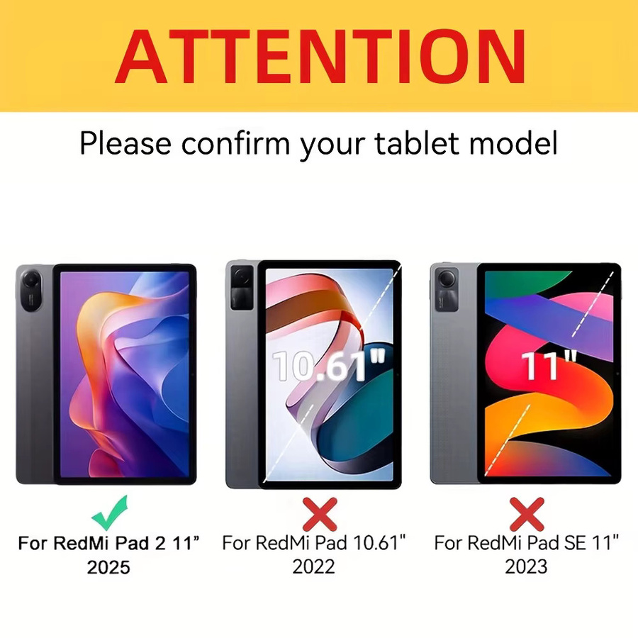 Xiaomi Magnetische Flip Smart Cover für Redmi Pad 2 2025 11 Zoll, dreifach faltbarer Ständer und stoßfeste weiche Silikonhülle in Schwarz - Bild 4