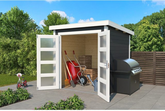 Lasita Holz-Gartenhaus Zambezi 1 Flachdach aus Fichtenholz in Carbongrau mit modernem Design B/H/T: 220 x 210,9 x 224,6 cm - Bild 1