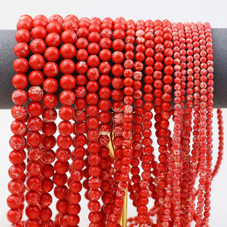 JHNBY Perlen, Rote Imperial Türkis, Naturstein, Unisex - Bild 5