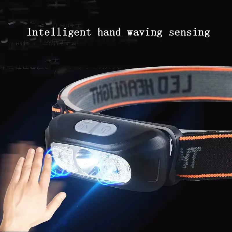 ESMARTER LED Sensor-Stirnlampe mit COB-Beleuchtung, aufladbare Kopflampe in Schwarz für Camping, Angeln und Radfahren - Bild 3