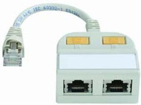 Telegärtner Modular-T-Adapter 2x10/100BT geschirmt Ethernet LAN grau - Bild 1