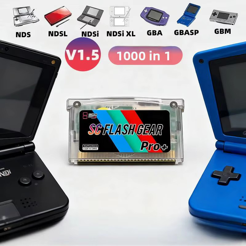 DGETG SCFFWV1.5 Mini SC-Karte 1000+in1 Flash GBA-Karte mit Kartenleser und 8GTF-Karte für GBA, GBC, GB und NDS in Schwarz - Bild 2