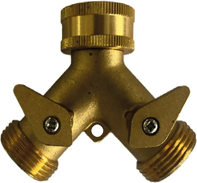 Kirchhoff 2-Wege-Verteilerstück aus Messing in Gold glänzend - Bild 1