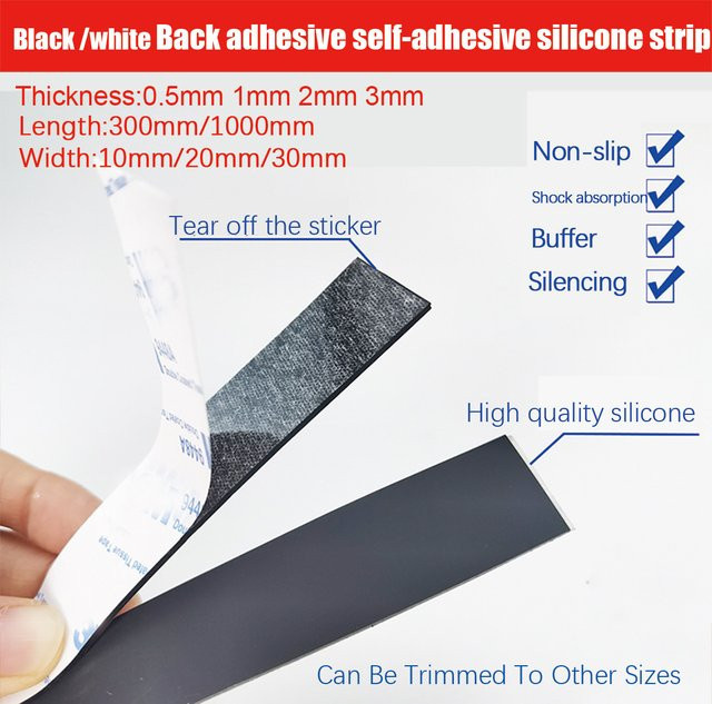 Selbstklebende Silikonkautschukplatte als rutschfeste Hochtemperaturmatte in Schwarz oder Weiß, Dicke: 0,5 mm bis 3 mm - Bild 1
