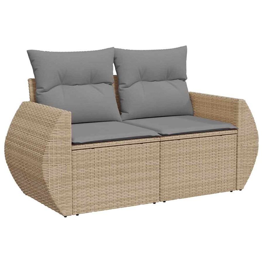 Vidaxl Gartenmöbel-Set aus Polyrattan mit Kissen, 9-teilig, Beige - Bild 2