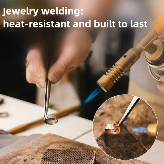 Extra lange und verbrühungshemmende Edelstahlpinzette in Silber für Schmuck, Goldschmiedung und Lötarbeiten - Bild 1