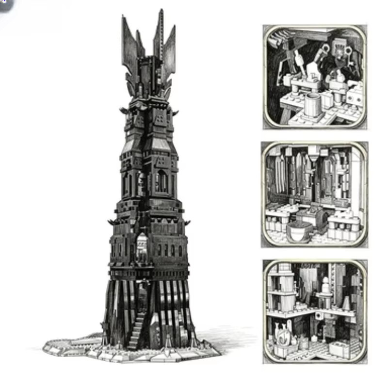 YINGYINGXIONG Schwarzer Turm Baustein-Modell, Schwarz, Kunststoff - Bild 4