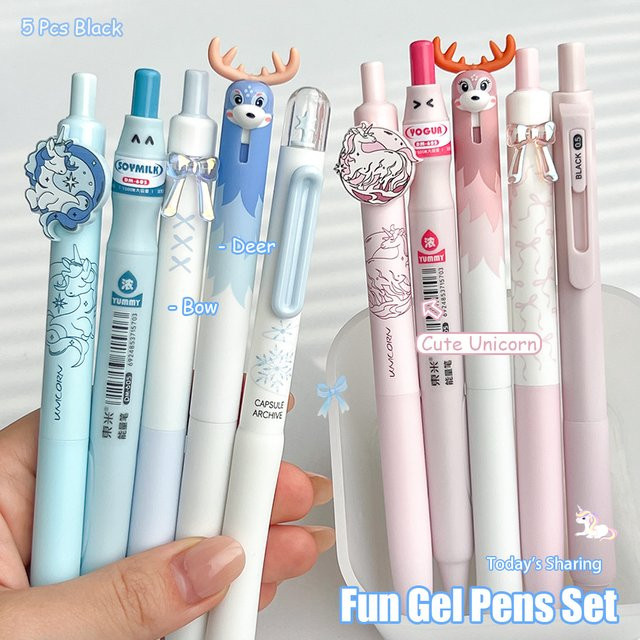 PHANTACI 5-teiliges Gelstift-Set mit Einhorn-Design, 0,5 mm, schnelltrocknend, mehrfarbig - Bild 1