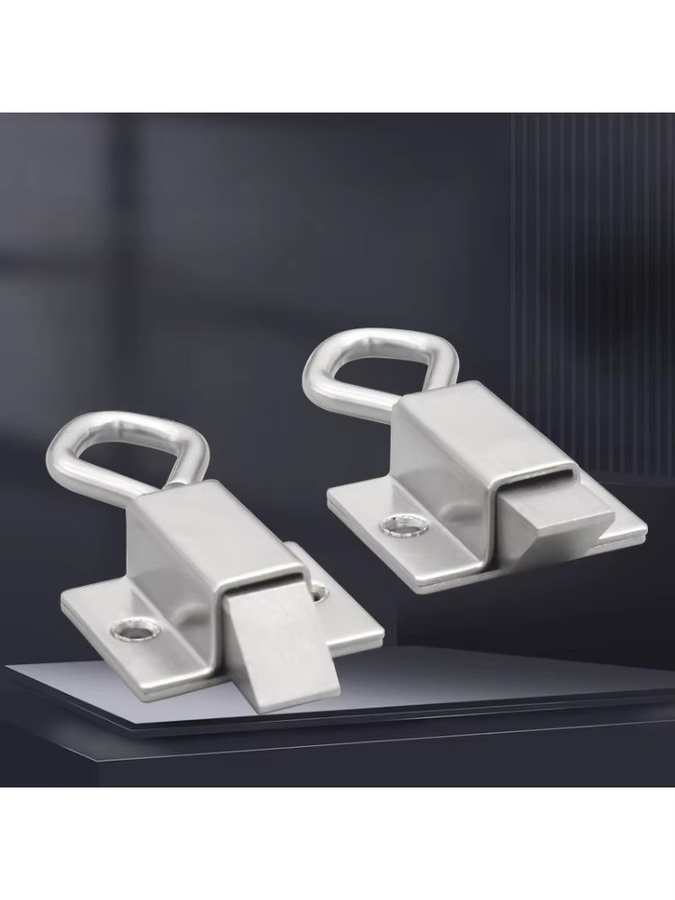 DK634 Edelstahl-Federschnalle mit Zugring-Verschluss in Silber als industrieller selbstverriegelnder Falltür-Verschluss aus Kohlenstoffstahl - Bild 3