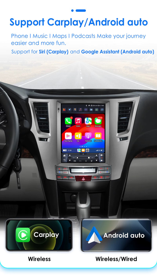 Hizpo Android Auto Radio mit 9,7 Zoll vertikalem Bildschirm für Subaru Outback Impreza Legacy 2009-2014, Carplay und 4G, Schwarz - Bild 3