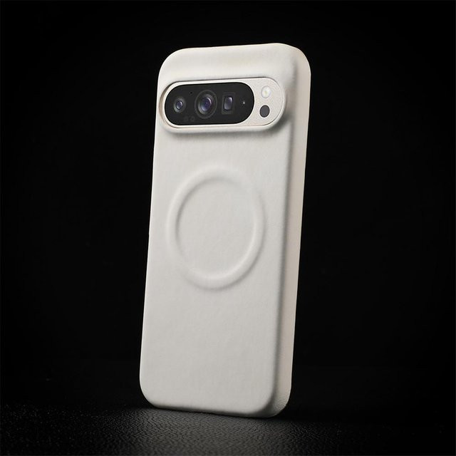 Magnetische Leder Handyhülle für Google Pixel 7a in Weiß, stoßfeste Business Hülle mit mattem Design - Bild 1