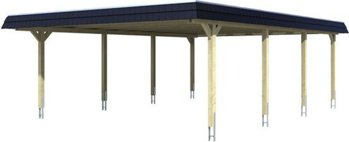 SKANHOLZ Carport Wendland, farbbehandelt grau, B/T: 630 x 879 cm, Firsthöhe: 253 cm - Bild 1