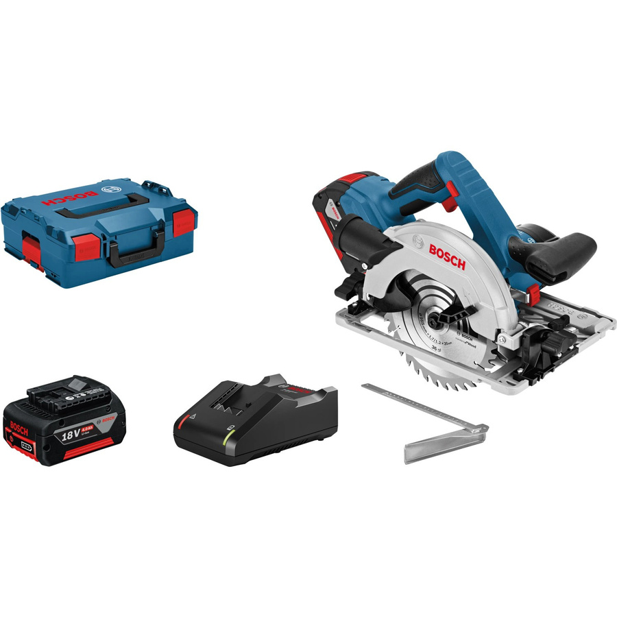 Bosch Professional Akku-Handkreissäge GKS 18V-57 G in Blau/Schwarz mit 2 Akkus und L-BOXX - Bild 2