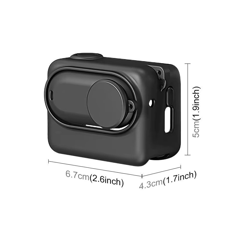 PULUZ Silikon-Schutzhülle für Insta360 GO 3S in Schwarz mit Objektivdeckel und Riemen - Bild 2