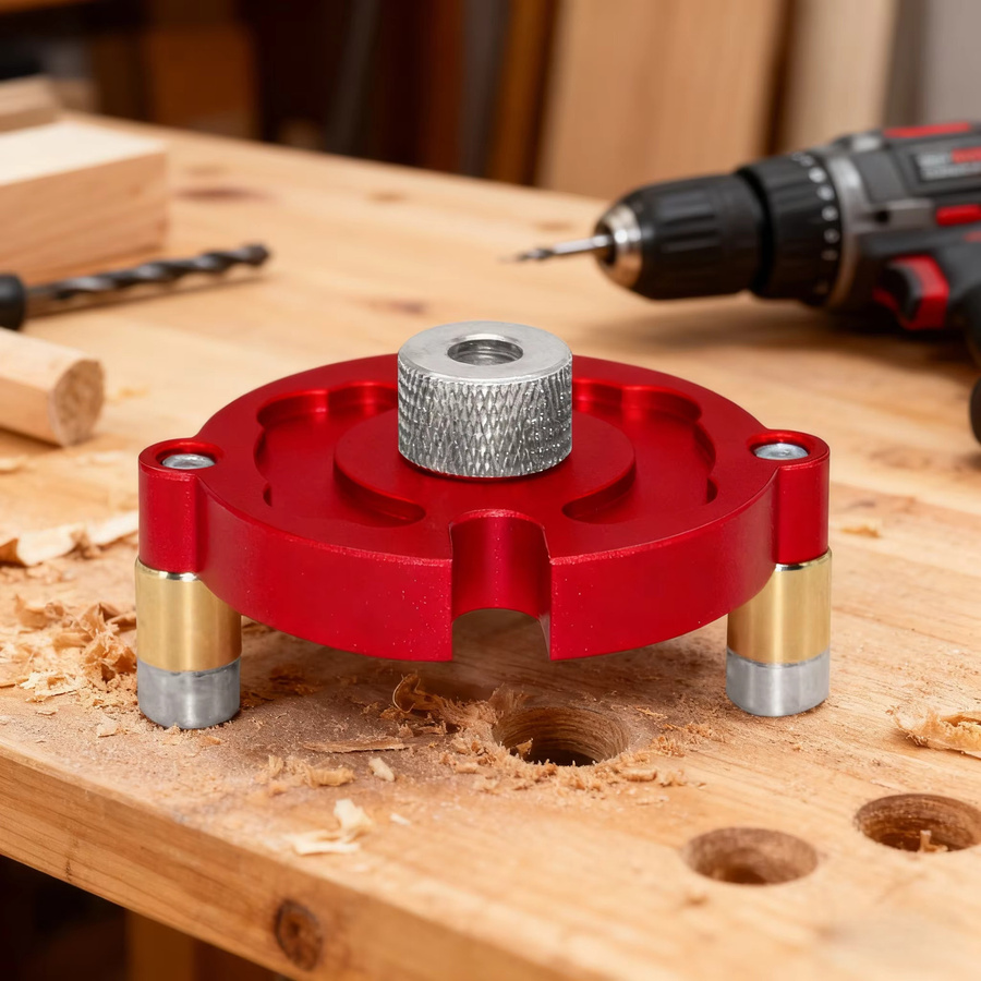 JIGHOLE Selbstzentrierende Dübellehre in Rot als Bohrführung für präzise Löcher von 3 bis 10 mm - Bild 2