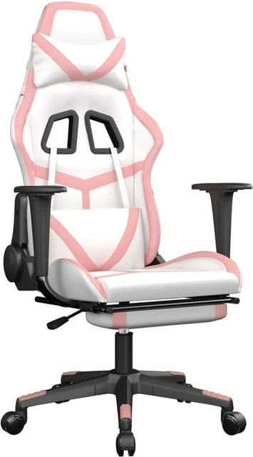 vidaXL Gaming-Stuhl Modell 3 in Weiß und Rosa aus Kunstleder mit Fußstütze, Kopfstütze und Armlehnen - Bild 1