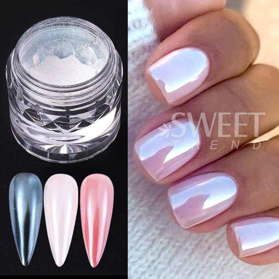 SWEET TREND Nagelglitter-Pulver Weißes Klares Perlen, Glänzend - Bild 2