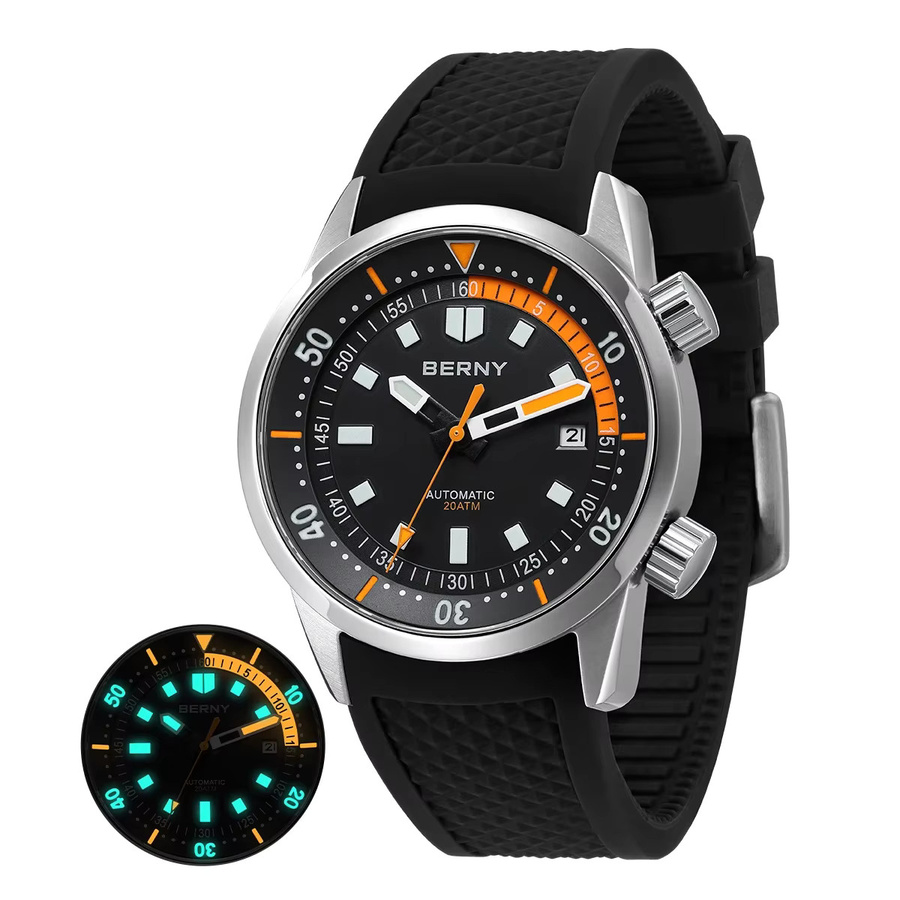 BERNY Armbanduhr, Automatik, Edelstahl, 42 mm, Herren, Schwarz, Silber - Bild 7