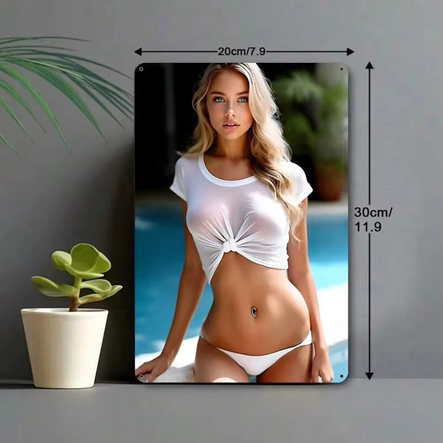 Vintage Wandkunst aus Metall CIFBUY Bikini Stranddekoration B: 30,5 cm, H: 20,3 cm - Bild 3