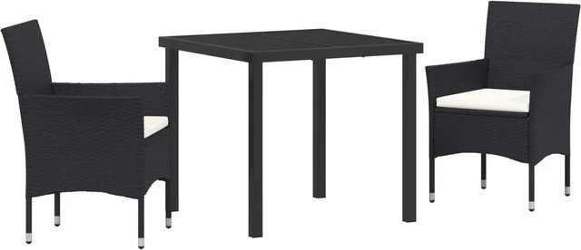 vidaXL 3-teiliges Gartenset aus Poly Rattan in Schwarz mit Armlehnen und Stahlrahmen - Bild 1