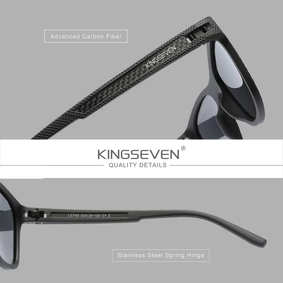 KINGSEVEN Sonnenbrille, Vollrand, quadratisch, Schwarz, Unisex, polarisiert - Bild 3