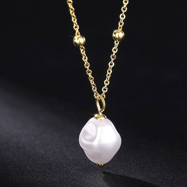 Huitan Halskette mit Anhänger, Perle, Gold, Damen - Bild 1