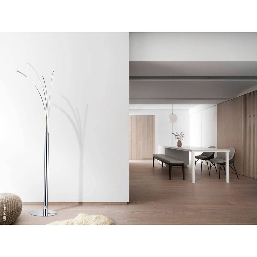POCOline Stehlampe Palmier in Chrom, moderne LED-Bogenlampe aus Metall mit 5 Brennstellen und Dimmfunktion, Höhe: 180 cm - Bild 2