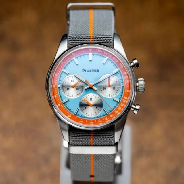 Proxima Chronograph, Herren, Edelstahl, Handaufzug, 39 mm, Blau - Bild 1