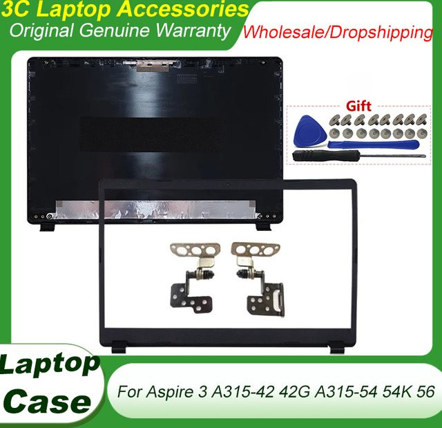 Acer Aspire 3 Ersatzteil Set: LCD Back Cover, Lünette und Scharniere für 15,6 Zoll Modelle A315-42, A315-42G, A315-54, A315-54K, A315-56 in Schwarz - Bild 1