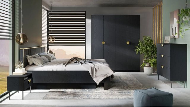 Feldmann-Wohnen Schlafzimmer-Set Mond, 5-teilig, anthrazit, modernes Design mit Samtvelours und Soft-Close-Schubladen, B/T/H: 568 x 210 x 209 cm - Bild 1
