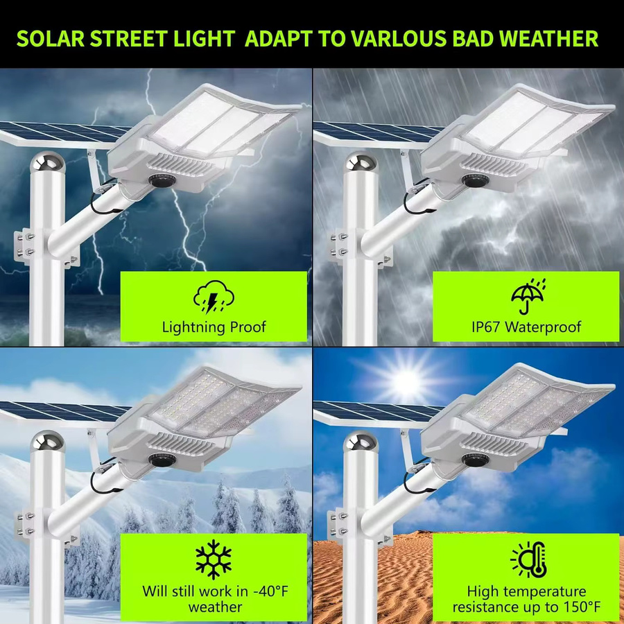 YQCHEZI Solar-Straßenlaterne für den Außenbereich, 5000 W Solar-Flutlicht in Weiß mit Dämmerungssensor für Garten, Hof und Parkplatz - Bild 2
