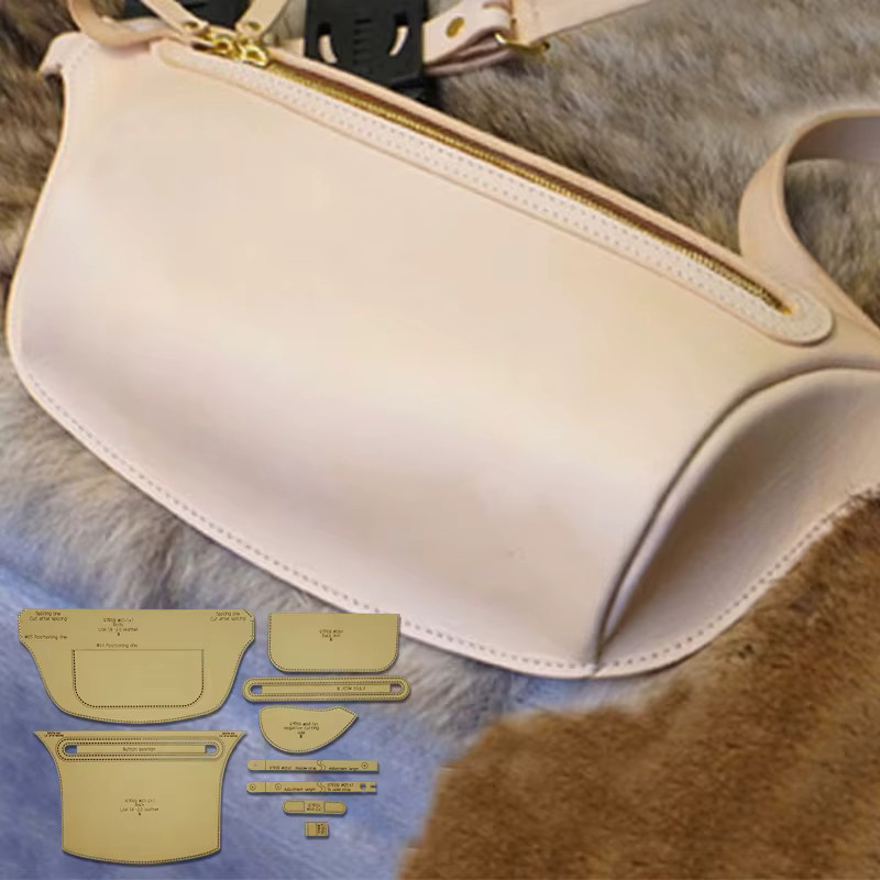 YOMDID 9er Set DIY Bastelvorlagen aus Papier für handgemachte Leder-Brusttaschen, Umhängetaschen und Geldbörsen, Beige - Bild 2