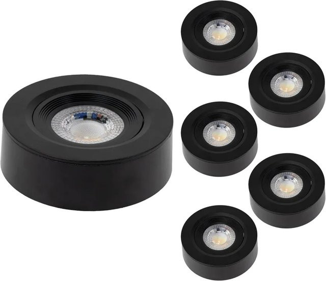 LUXULA 6er-Set LED Einbauspots Ultra-Flach, Dimmbar, CCT Warm- und Kaltweiß, Downlight Schwarz, Rund - Bild 1