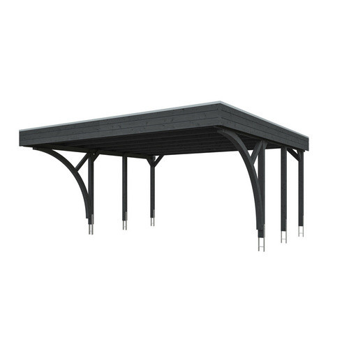SKANHOLZ Carport Friesland aus Fichte mit zwei Einfahrtsbögen und Flachdach, Schiefergrau, B: 546 cm, T: 555 cm - Bild 3