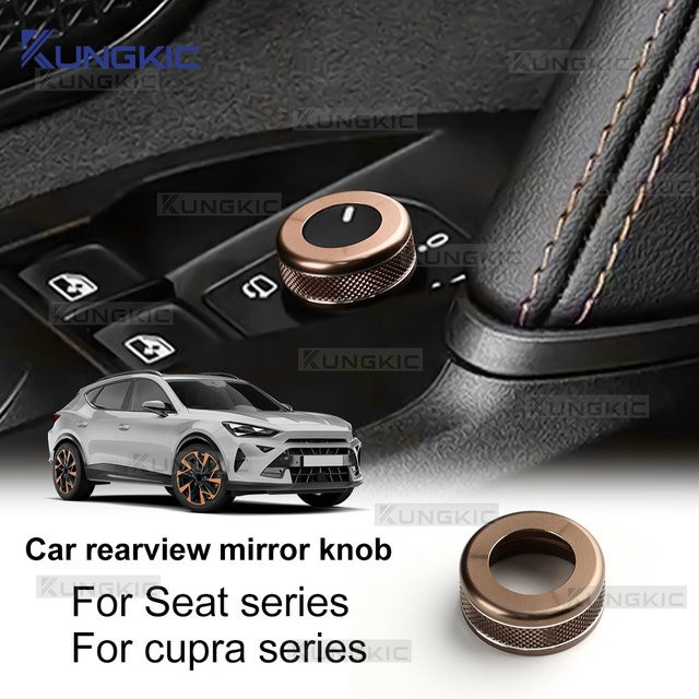 KUNGKIC Auto Rückspiegel Fenster Knopf aus Aluminiumlegierung in Gold für Seat Leon, Ateca, Tarraco, Cupra Formentor, Leon, Ibiza, Arona, Ateca und Terramar - Bild 1
