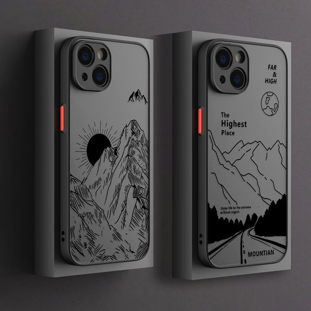 Mountains Sunrise Line Matte Hard Cover Handyhülle für Apple iPhone 16 15 14 13 12 11 Pro Max Plus Mini X Xs XR 7 8 - Bild 1