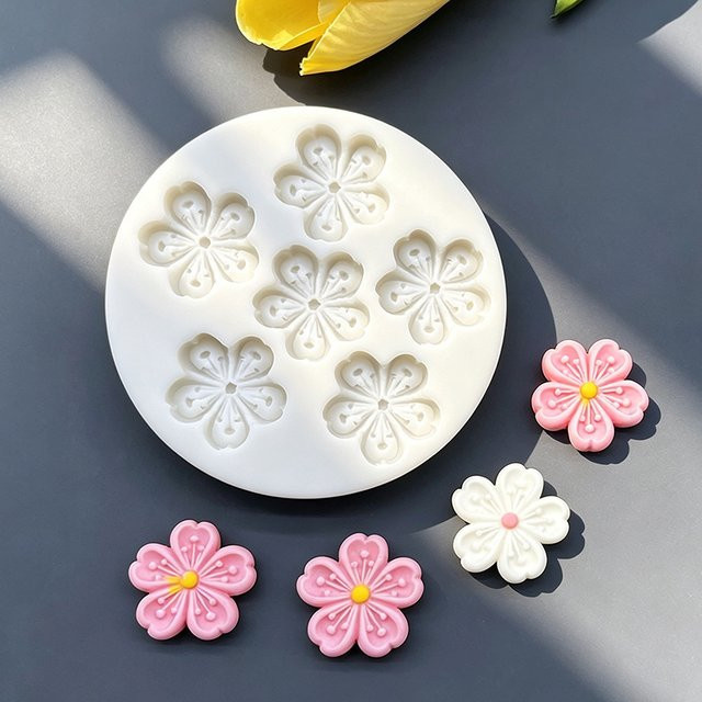 HANDLIFE Sakura Silikon Backform für Sugarcraft, Fondant und Harz-Dekorationen, Grau und Weiß - Bild 1