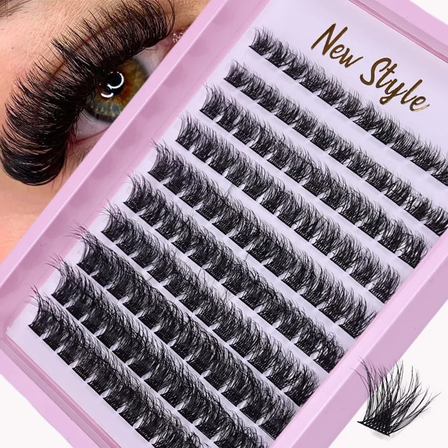 Cluster-Wimpern, 120 Stück, 10–16 mm, D-Locken, Black, Natürlich - Bild 1