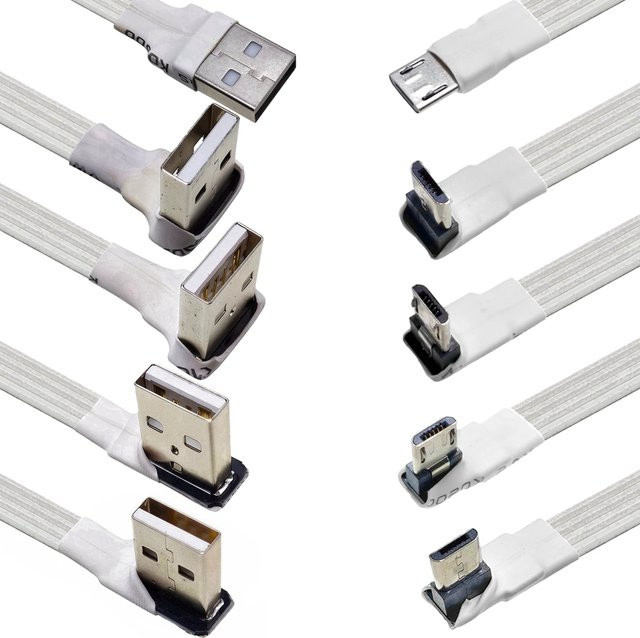 CY USB auf Micro-USB Datenkabel, weiß, flexibel und abgewinkelt - Bild 1