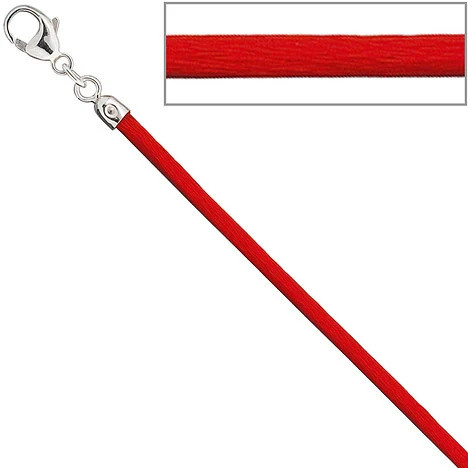 Colfem Halskette Seide, rot, 925 Silber, 42 cm - Bild 1