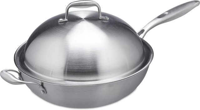 Relaxdays Wok aus Edelstahl in Silber mit Deckel, B/T/H: 23 x 60 x 32 cm - Bild 1