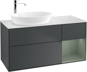 V&B Waschtischunterschrank Finion mit Wandbeleuchtung, Farbe Grau lackiert, Breite: 120 cm, Tiefe: 50,1 cm, Höhe: 50,1 cm - Bild 1