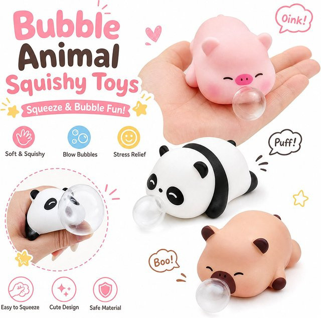 Panda & Schwein Stressabbau-Figuren, Niedliche Tier-Quetschfiguren - Bild 1