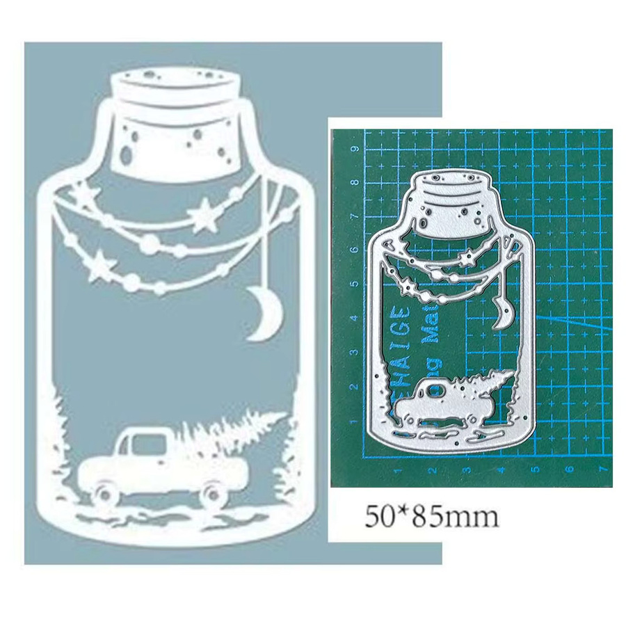Metall Schneidwerkzeug in Form von Weingläsern und Flaschen für Scrapbooking und Bastelarbeiten, Silber - Bild 2