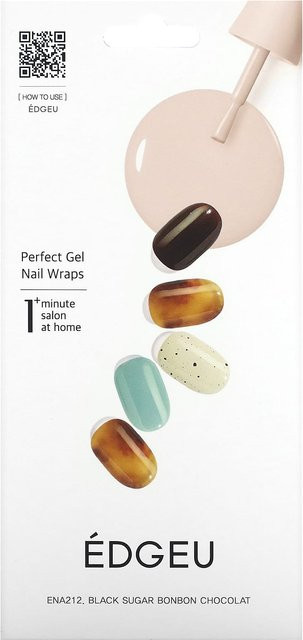 Edgeu Perfect Gel Nail Wrap, Brown Sugar Bonbon Chocolat, 19-teiliges Set - Bild 1