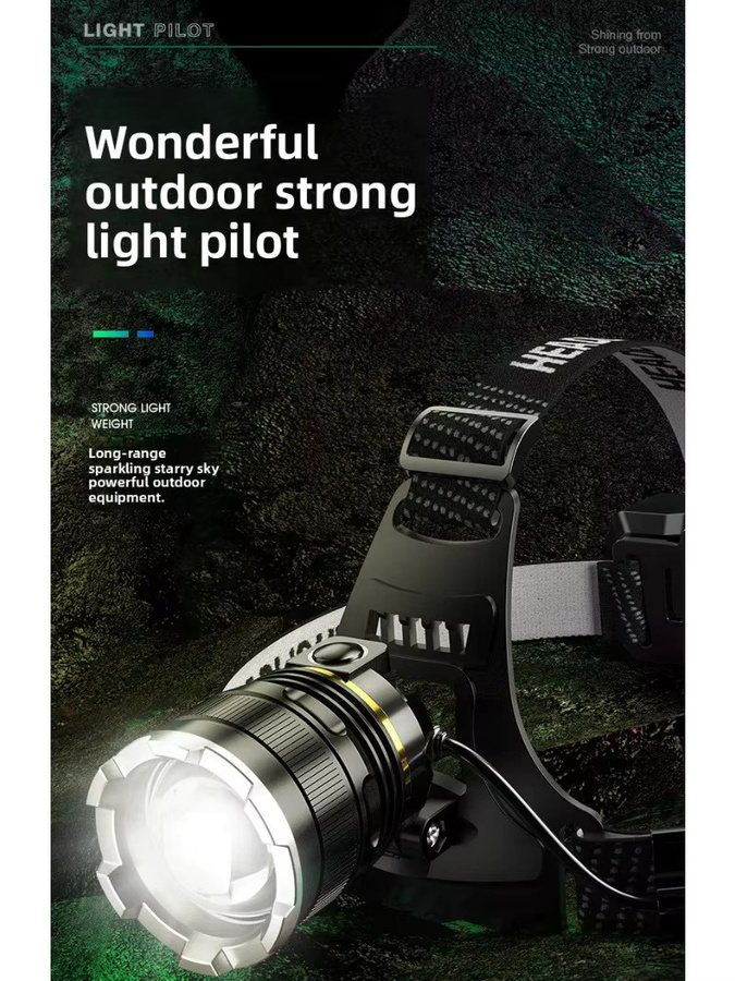XIWANGFIRE Wiederaufladbare LED-Stirnlampe in Schwarz mit 18650 Akku, wasserdichte Arbeitslampe für Outdoor und Sport - Bild 6