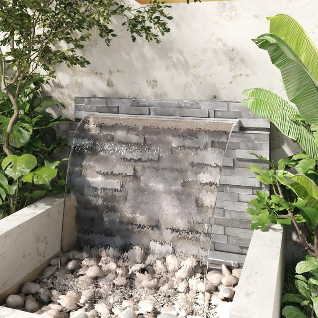 Vidaxl Rechteckiger Wasserfall für Pool aus Edelstahl in Silber, Breite: 110 cm, Tiefe: 8 cm - Bild 1