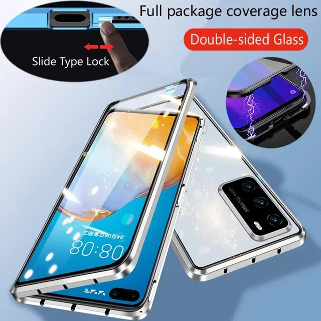 Doppelseitige Handyhülle aus gehärtetem Glas und Metall für Honor in Schwarz - Bild 1